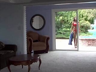 Busty Brunette Milf Sucks in Red Bikini Pov