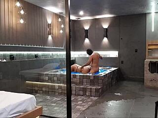 Wild Sex In Bathtub: Brunette Handles Big Cock And Cum.