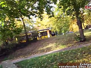 Public sex at gas station street with thin german blonde milf