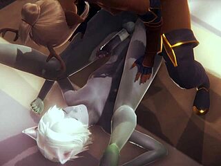 Cat Boy Fucked Hard by Two Futanari Girls in Furry Yaoi Hentai