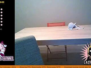 michella vienna's sexy ebony shaved pussy masturbating with vibrator on spy cam