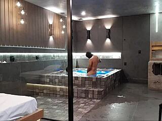 Wild Sex In Bathtub: Brunette Handles Big Cock And Cum.