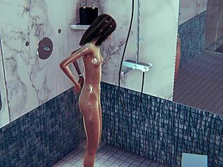 skinny hentai babe gets wild in 3d shower game