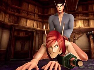 hot redhead elf milf rides in warcraft parody