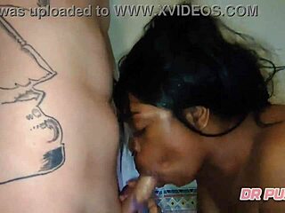 Deepthroat action, gagging on lover’s cock in the shower!