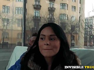 Public babe loves swallowing cum outdoors