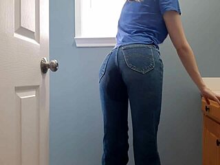 Wetting My Tight Denim Jeans In Bathroom