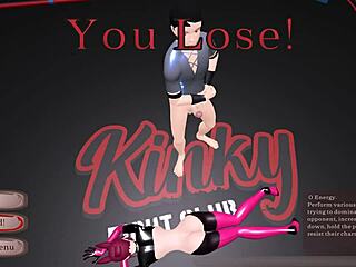 In the kinky fight club, the bunnygirl dominates with hard pegging against big cocks in the ring