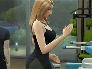 blonde with huge tits seduces trainer for hard banging