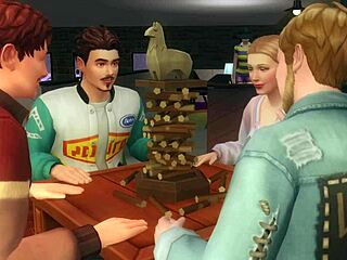 Gangbang at bowling alley features closeup blowjobs