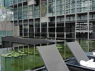 stand up in clubhouse shower hot water on my legs