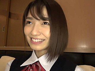 Stunning Asian Teen 18+ Babe in Uniform Goes Hardcore with Older Man for Cash