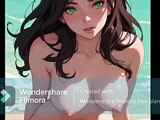 adalyn gives jerk off instructions on the beach in this hentai anime episode