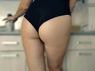 Housewife Receives Two Portions Of Hot Cum On Her Big Ass And Hairy Pussy In Shower