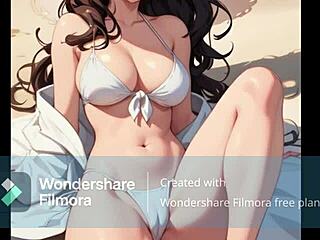 adalyn gives jerk off instructions on the beach in this hentai anime episode