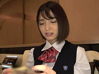 Stunning Asian Teen 18+ Babe in Uniform Goes Hardcore with Older Man for Cash