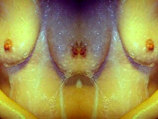 Milf's Sensual Shower Scene with Erotic Mirror Reflection and Soapy Massage