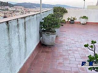 Ukrainian blonde milf gives blowjob