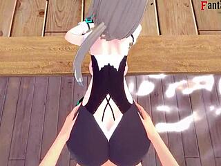 Rita in pov summer costume shows big tits in Honkai Impact 3!