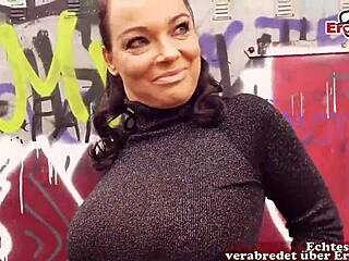 German mature milf met and intensely fucked in public park pov.