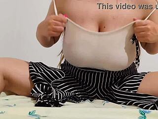 Shy Brunette Flashes Big Tits on Cam While Parents Sleep Nearby - Wow!