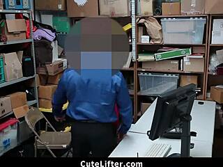 Boyfriend Watches Girlfriend's Intense Fucking by Mall Cop in Garage