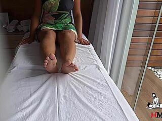 Filming Client's Gorgeous Tits and Tight Pussy During Massage