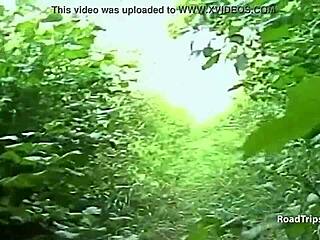 Sixway outdoor gangbang with daring European babes bent over for double penetration in a car.