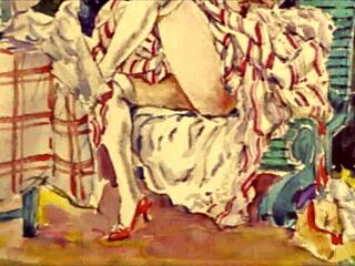 Vintage Erotic Illustration from Antique Cartoon Anime Collection