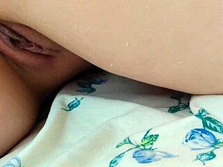 Tiny Asian girl teases her tight pussy for a big dick