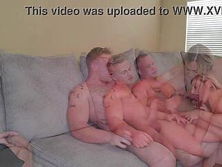 blonde slut in threesome with austin and icemanjb getting cumshot