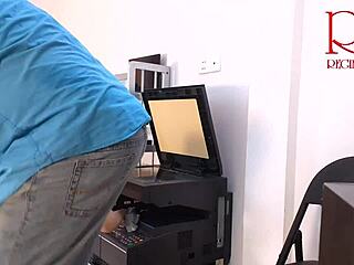 The Clerk Fucks the Office Cleaner and the Secretary in Turn Cunnilingus and Blowjob in the Office Cam 3