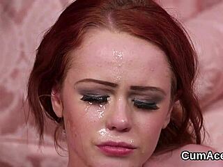 foxy babe takes a huge jizz load on her face