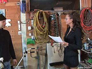 Dutch Teacher in Glasses Bangs Student Hard in Class