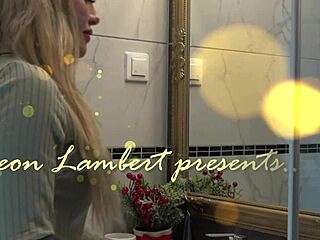 blonde wife changes panties in bathroom