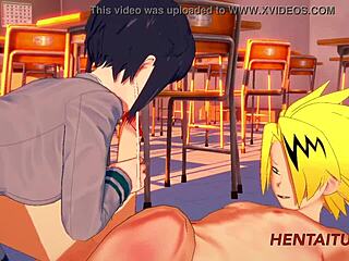 boku no hero hentai jiro kyoka blowjob boobjob