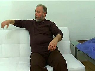 Ever seen a beautiful Russian gal take on an old guy?