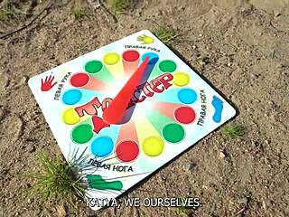 unforgettable twister game leads to double blowjob in forest