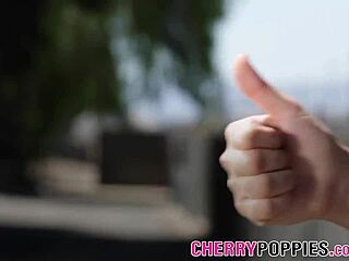 busty teen 18+ giving head in lingerie with cumshot