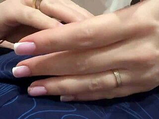 Penis massage through panties torments him, delaying orgasm with slow teasing licks by sexy babe