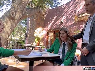 These petite university teens are rocking their free fuck day with blowjobs and threesomes! 😏