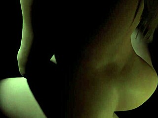 beautiful plum girl riding a dildo in the dark with big anime tits