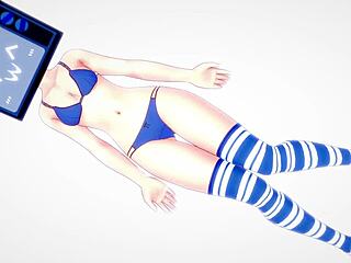 TV woman strips bikini for bed fuck