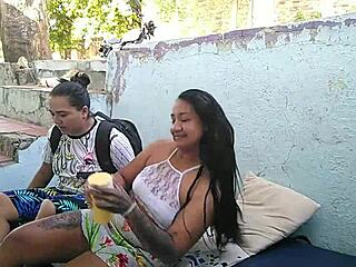 ENJOYING SEX OUTDOORS WITH FRIEND'S PROSTITUTE, ORAL AND LICKING