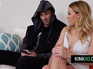 Hot blonde stepmom joins threesome with stepson!