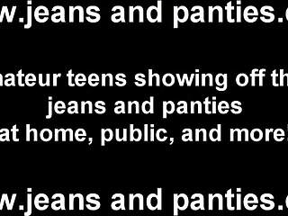 Tight Brunette MILF Strips Off Skinny Jeans Seductively