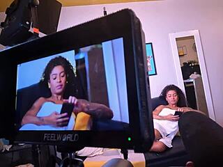 Behind the scenes, a tattooed slut gets assfucked and facial cumshot from pornstar.