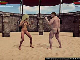 Ethan vs Faye in Naked 3D Fight