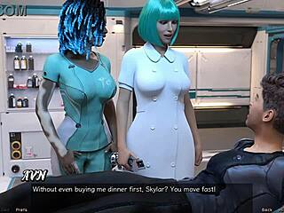 in stranded in space, she gropes my cock