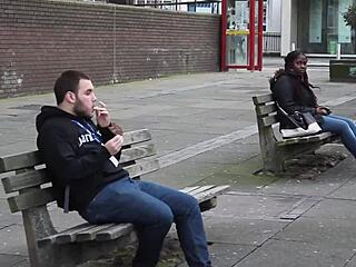 European British Girl Flashes Pissing in Jeans Outdoors Publicly